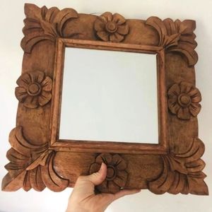 Carved floral vintage wood mirror